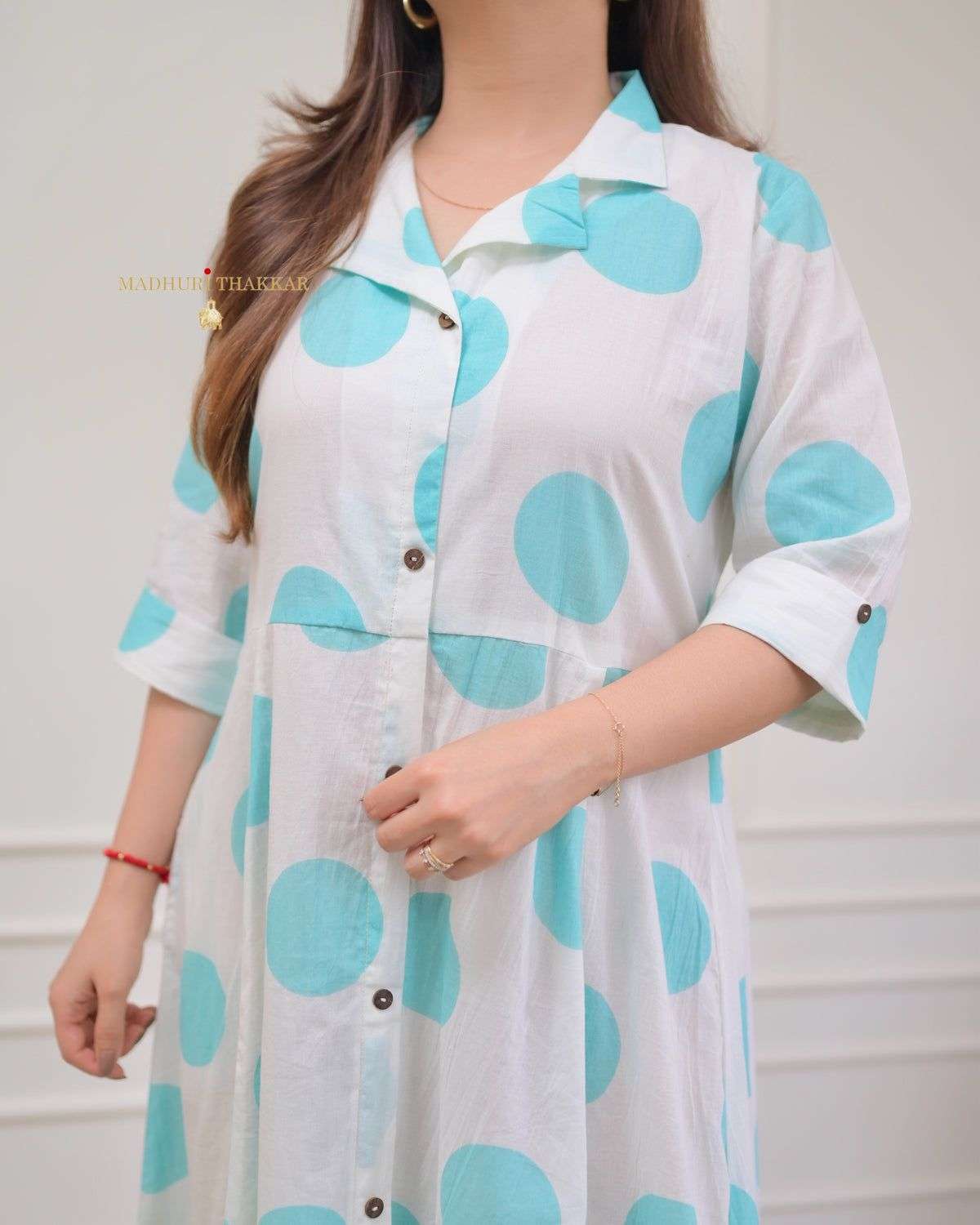 Women's Cotton Floral Printed 3/4 quarter sleeve A-Line printed kurti - Image 2
